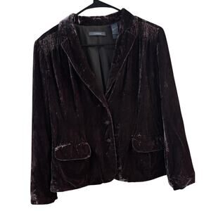 VTG Liz Claiborne Brown Velvet Blazer Cinch Waist Shoulder Pads Christmas NYE